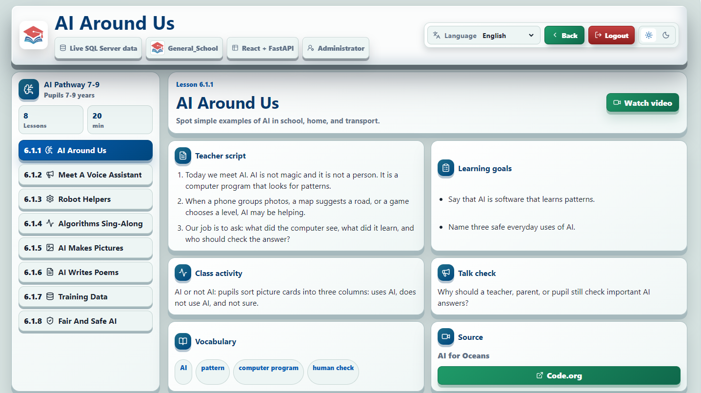 ipSchools AI screen